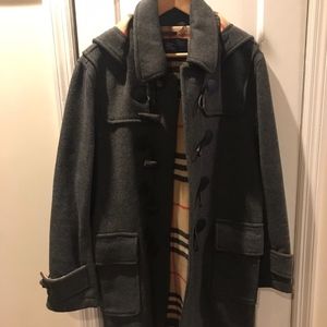 Burberry Peacoat Wool Duffle Coat (Slate Grey)